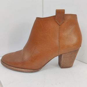 MADEWELL 'BILLIE' Ankle Boots Sz 7 English Saddle Brown Leather w/ Stacked Heels